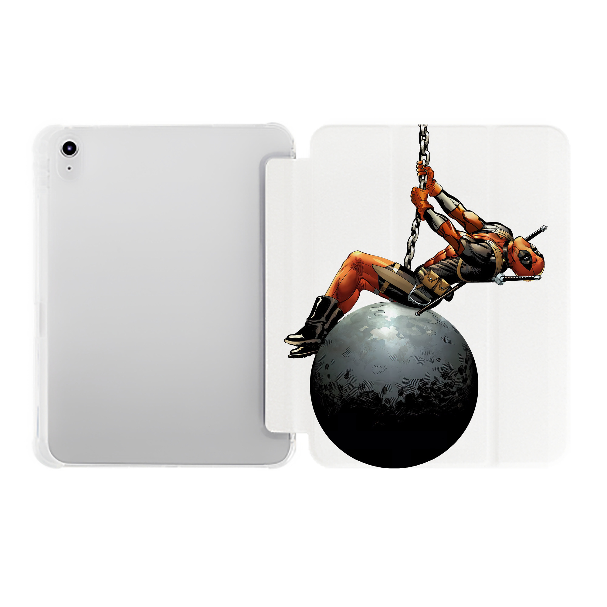 （画像用） Deadpool デッドプール IPad ケース ペン収納付き 三つ折りスタンド PUレザー×シリコン 対応機種9.5/10.5/10.9インチ